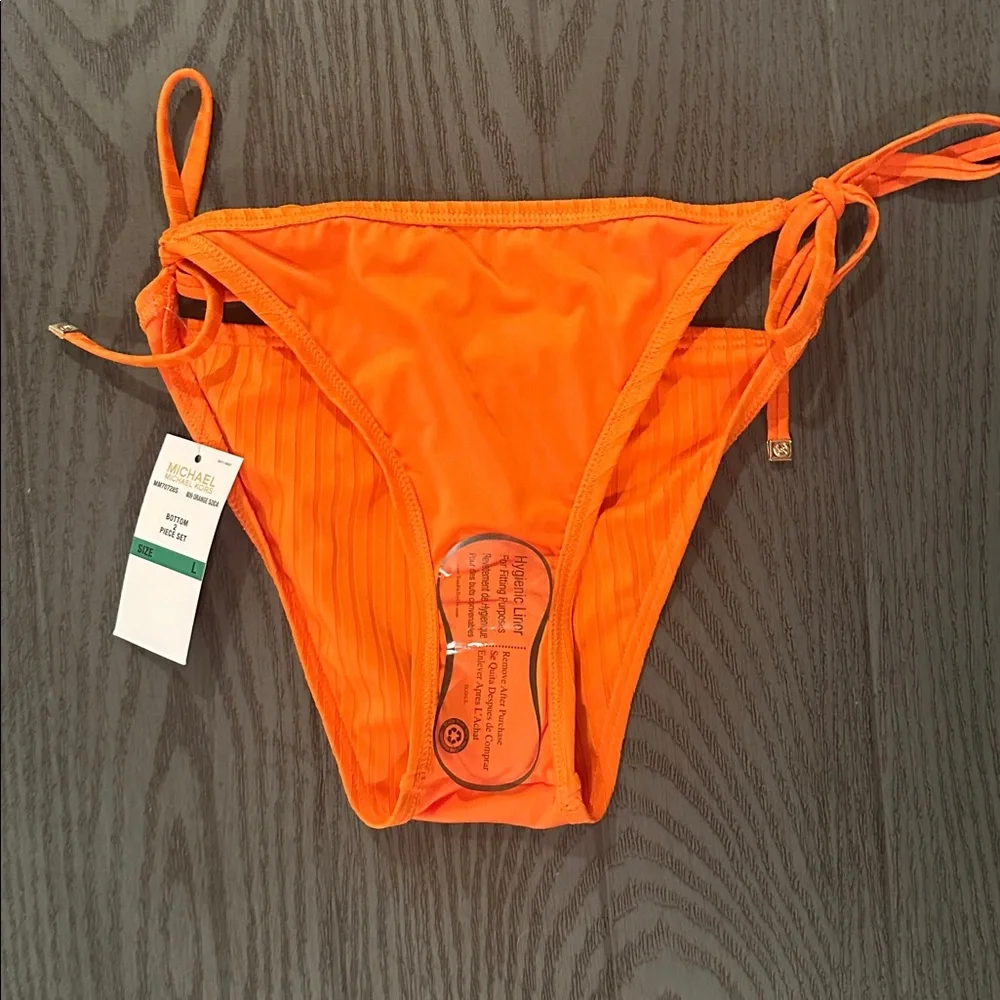 Michael Kors Orange Ribbed String Bikini Set